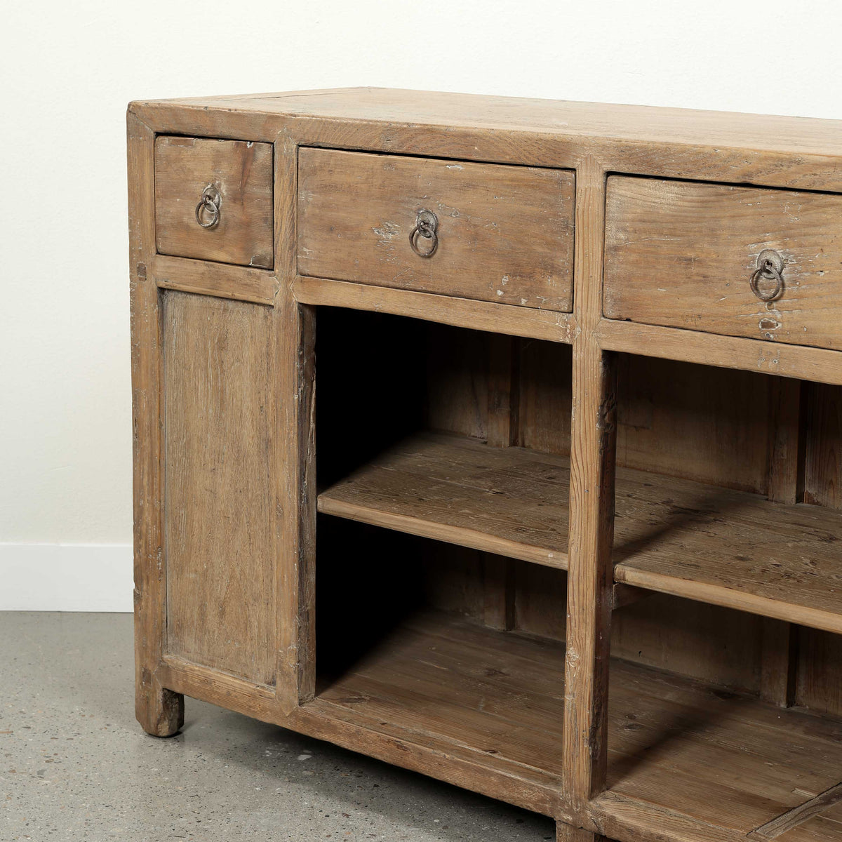 Approx. 120" Wide Vintage Sideboard with 7 Drawers, Weathered Natural