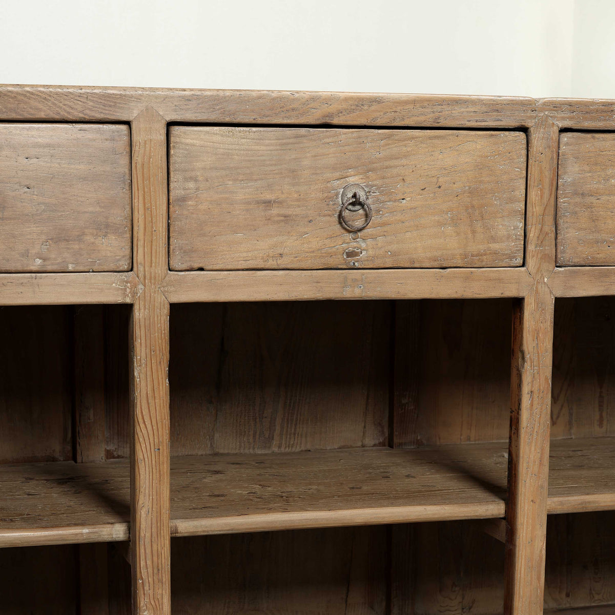 Approx. 120" Wide Vintage Sideboard with 7 Drawers, Weathered Natural