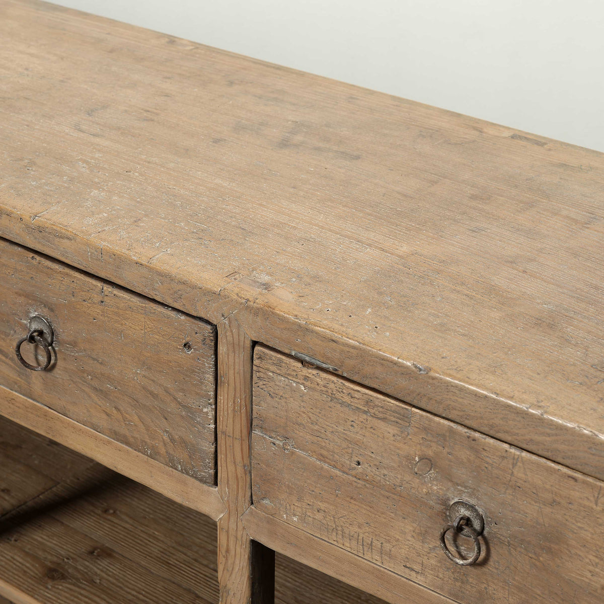Approx. 120" Wide Vintage Sideboard with 7 Drawers, Weathered Natural