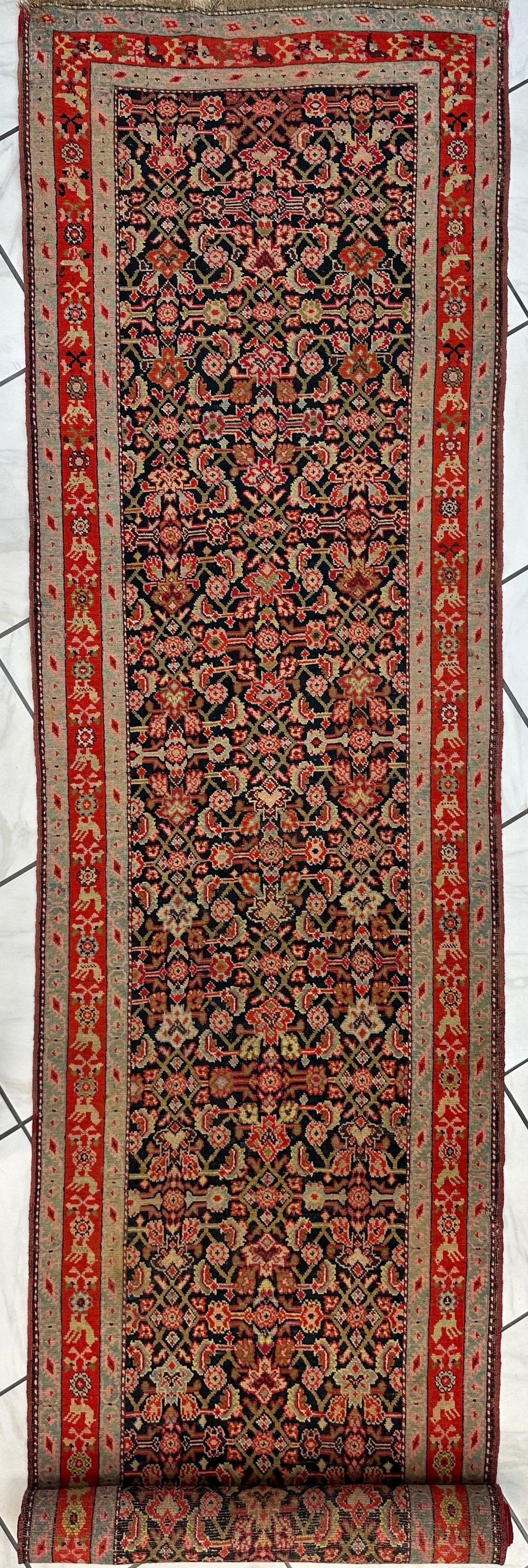 Antique Caucasian Runner 3x17 | Navy, Red & Ivory | Hand-Knotted Wool - Rugistan, view 3