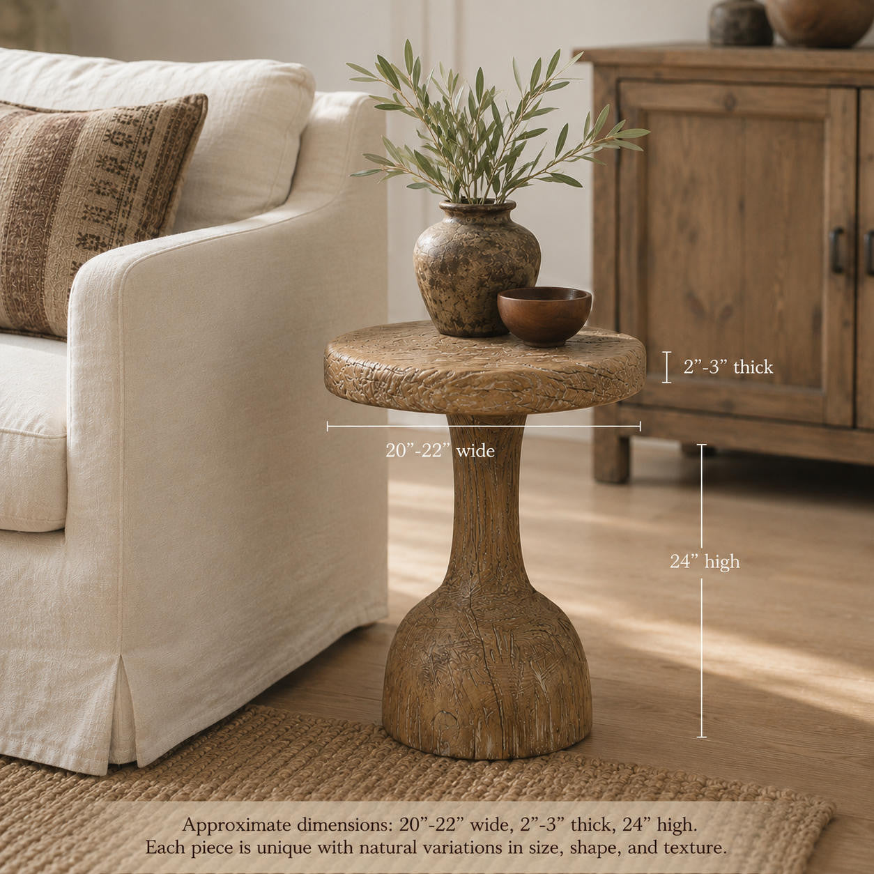 Vintage Round Pedestal Accent Table Approx. 20-22" Round x 24" High