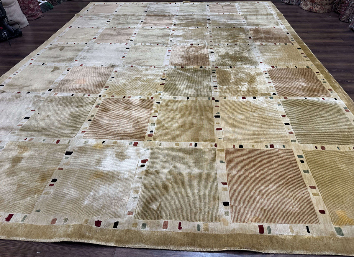 Large Wool Rug 10x13, Panel Design, Modern Contemporary Carpet - Jewel Rugs, view 2
