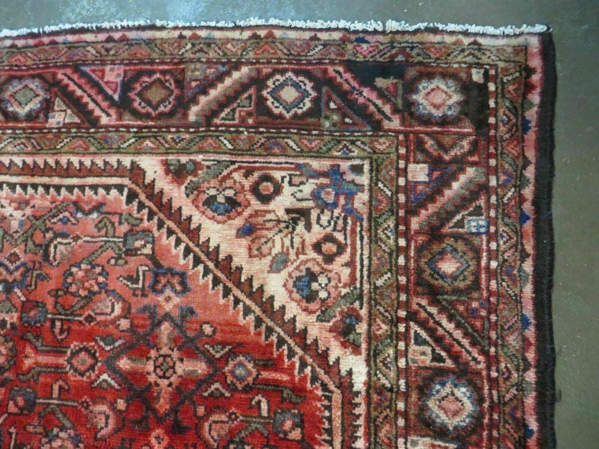 5' 6" X 10' Antique Handmade India Floral Oriental Wool Rug Veg Dyes Red Nice - Jewel Rugs, view 8