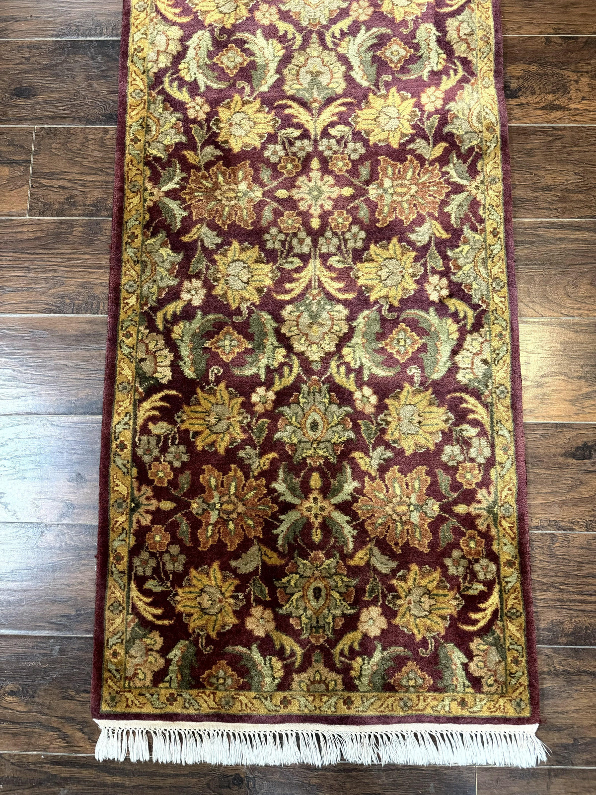 Indian Agra Runner Rug 2.6 x 17.5, Long Runner Rug for Hallway, Floral Handmade - Jewel Rugs, view 5