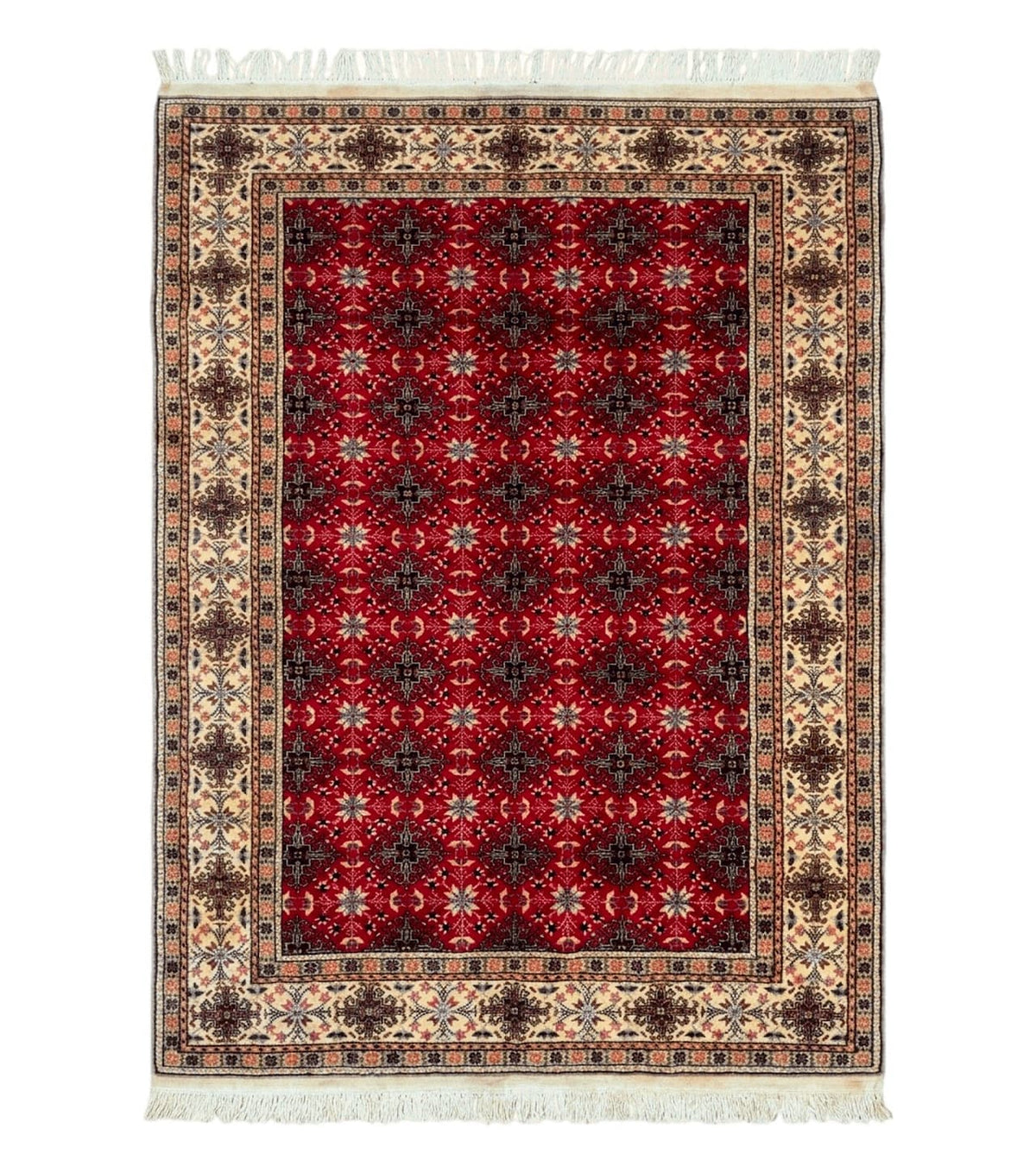 Turkish Sivas Rug 4x6, Red and Cream, Allover Design, Handmade Vintage - Jewel Rugs