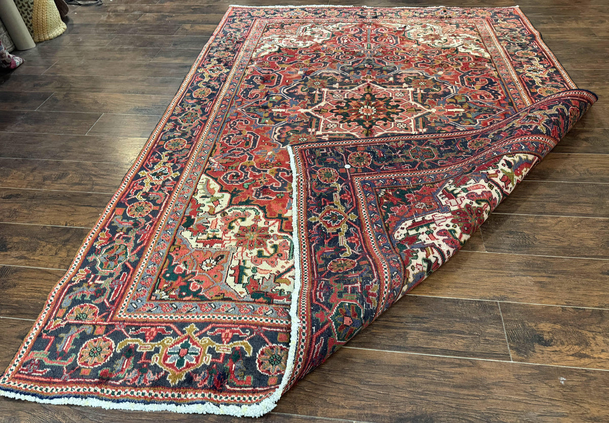Persian Heriz Rug 6.6 x 9, Geometric Wool Persian Carpet - Jewel Rugs, view 12