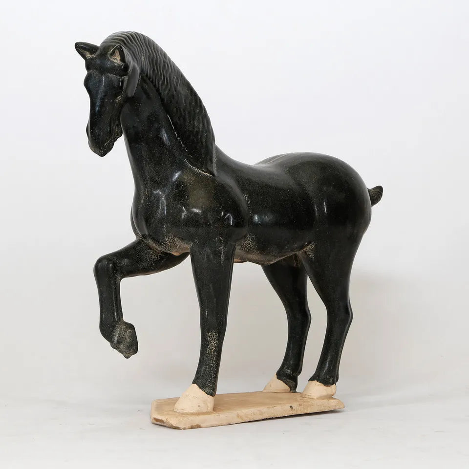 Terra Cotta Tang Horse Hoof Up, Black Glazed image 2