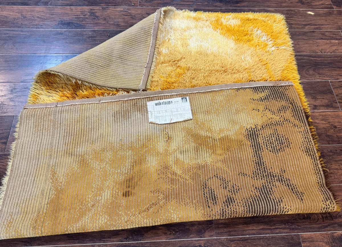 Rya Shag Rug 4.6 x 6, Shades of Yellow, Mid Century Vintage Carpet - Jewel Rugs, view 12