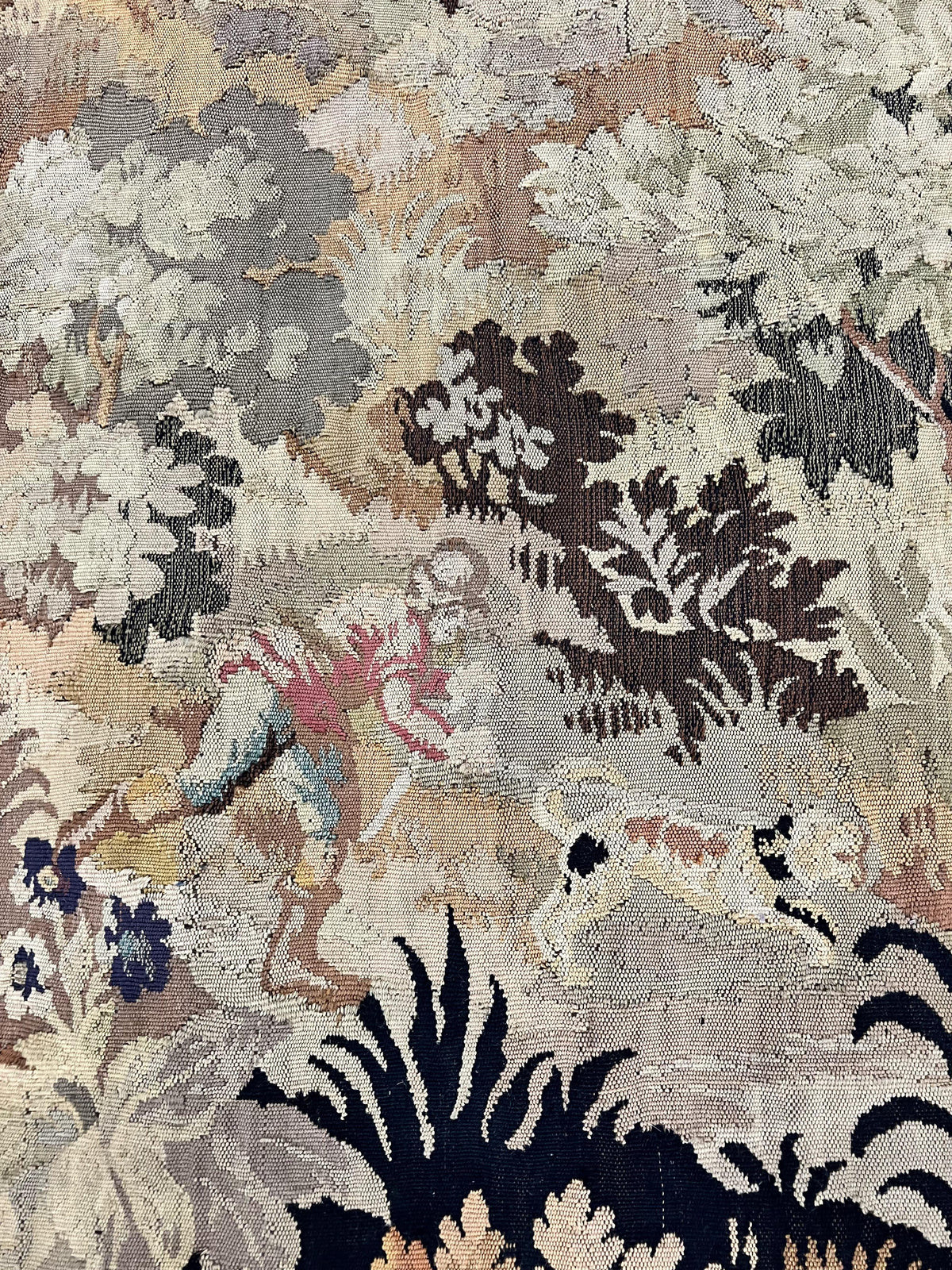 Antique French Tapestry 6x5 ft, European Handmade Wool Aubusson Weave Vintage Tapestry - Jewel Rugs, view 2