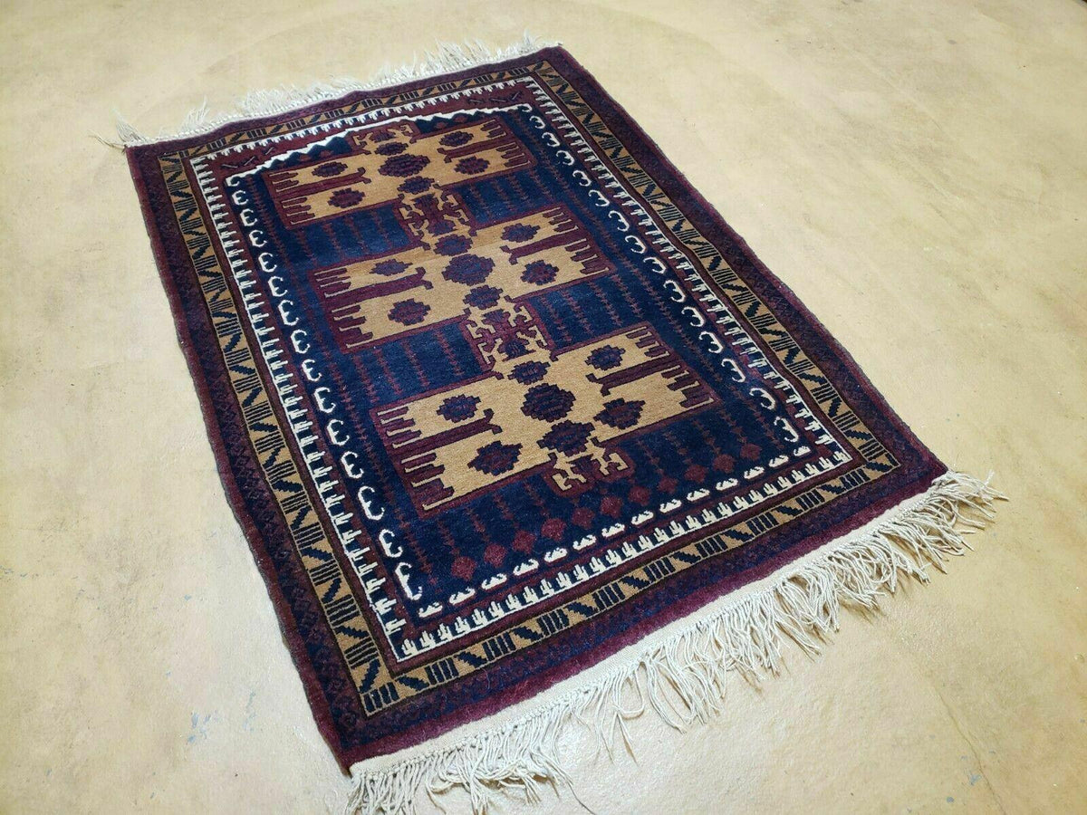3' X 4' Vintage Handmade Balouchi Balouch Tribal Wool Rug Nice - Jewel Rugs, view 2