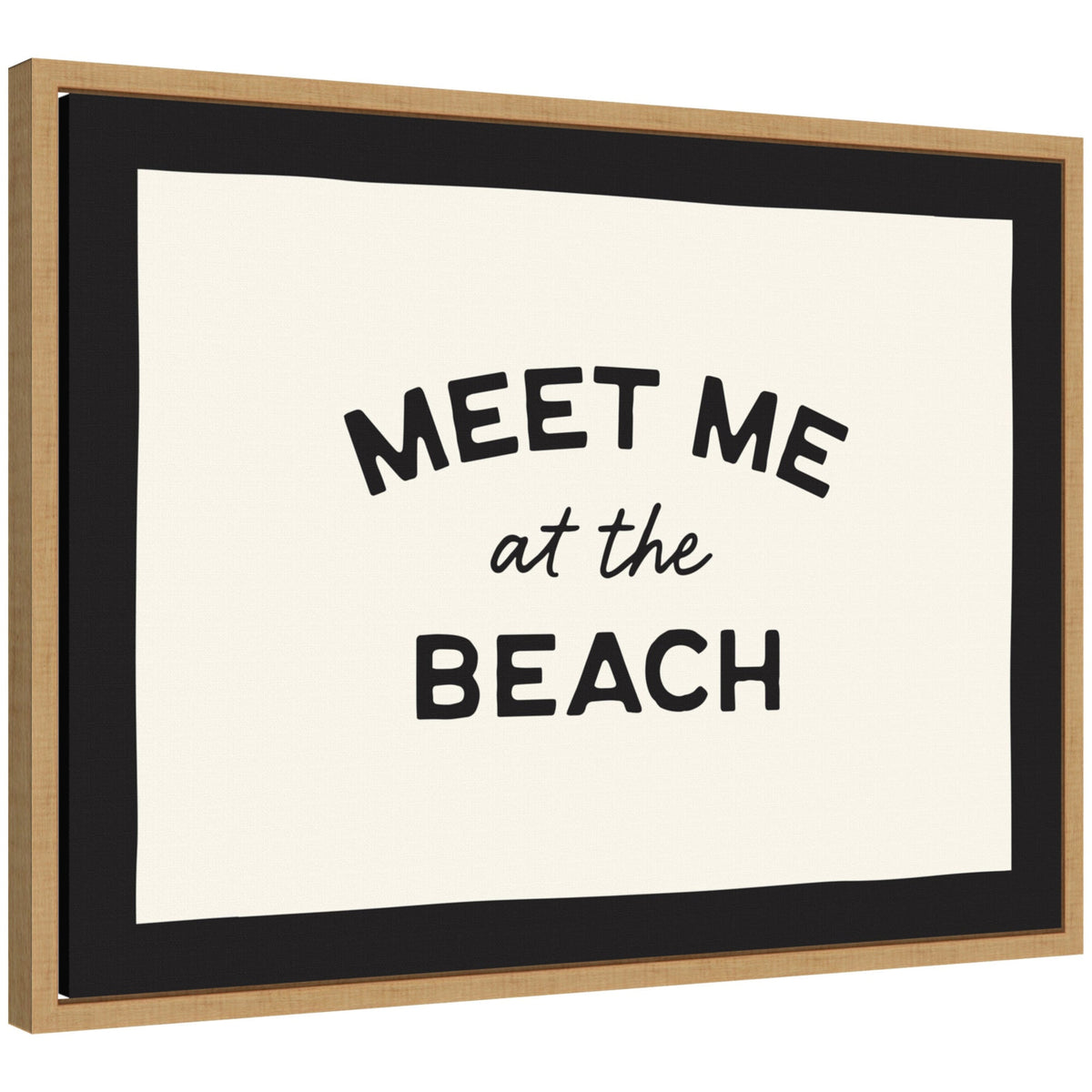 Meet Me at the Beach Coastal Typography Beach House Welcome by Lucky Guava Framed Canvas Wall Art Print