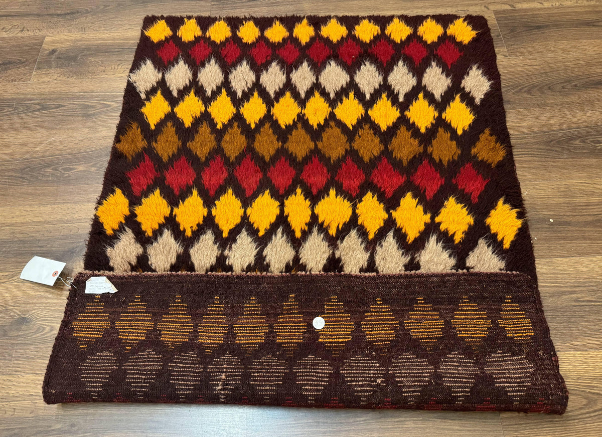 Shaggy Balouch Rug 3x4, Tribal Rug, Afghan Rug, Brown, Multicolor - Jewel Rugs, view 12