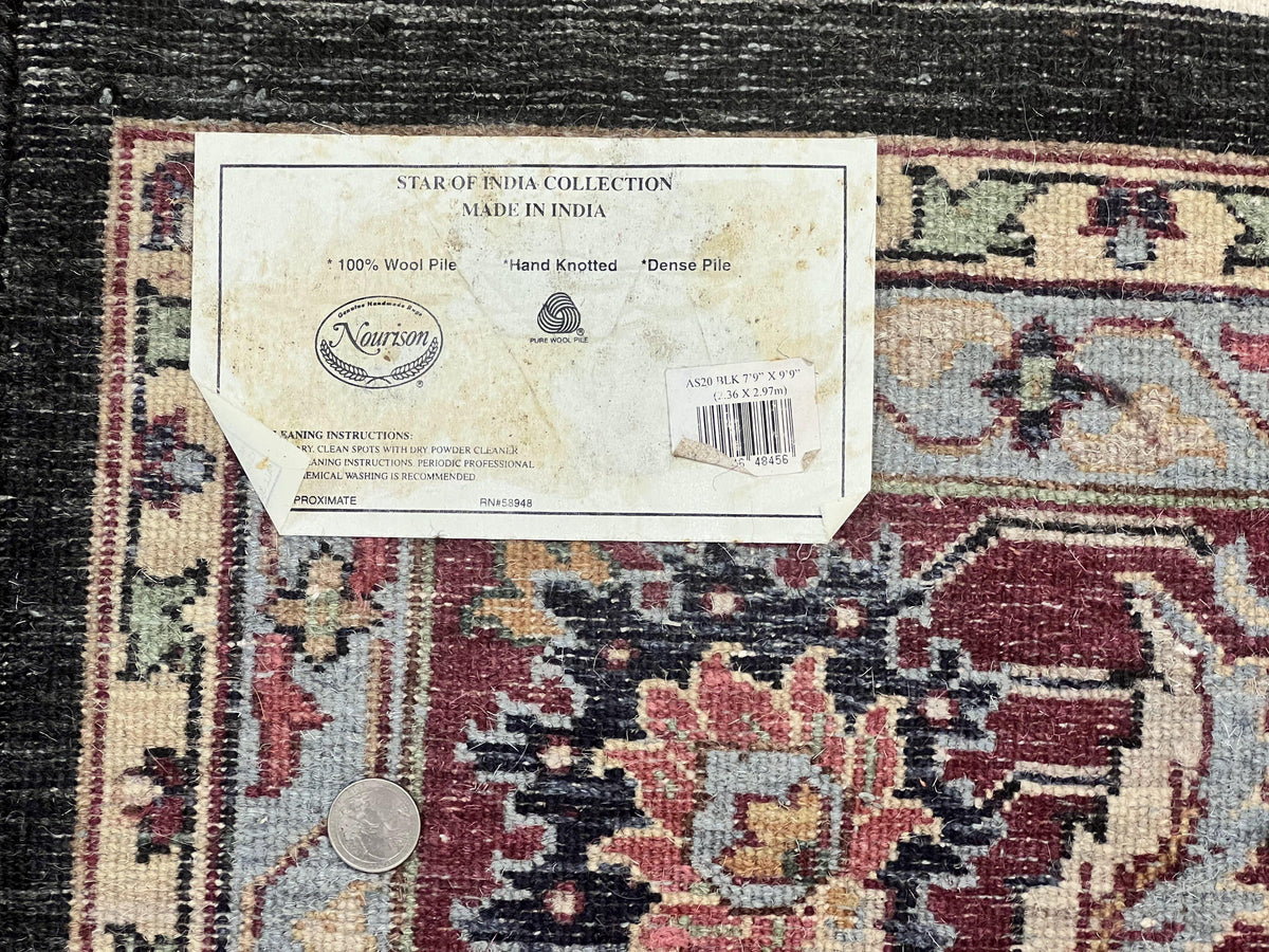 Indo Persian Rug 8x10, Nourison Carpet, Floral, Hand Knotted Vintage Wool Rug - Jewel Rugs, view 10