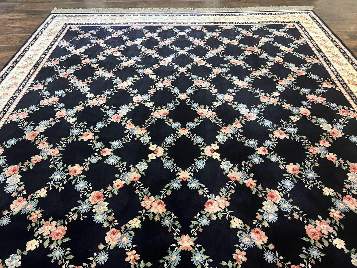 Karastan Rug 8.8 x 12, Garden of Eden #509/1270, Ebony Trellis, Vintage Discontinued Wool Pile Karastan Carpet - Jewel Rugs, view 12