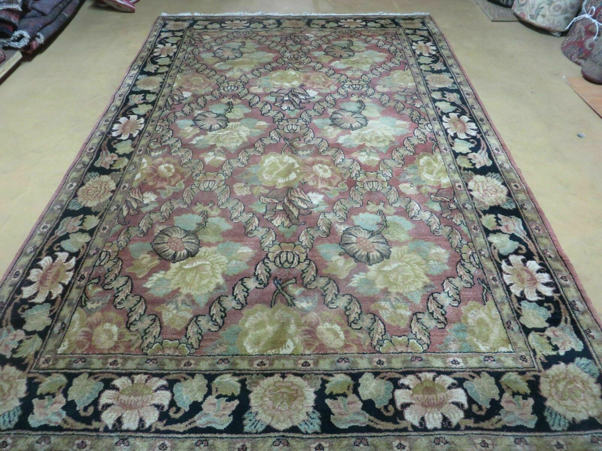 6' X 9' Handmade India Floral Oriental Wool Rug Carpet - Jewel Rugs, view 2