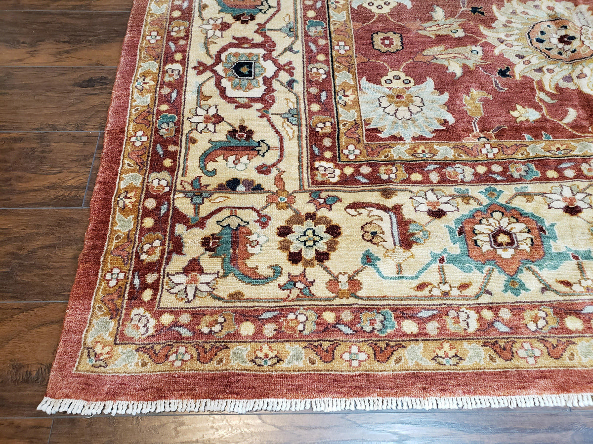 Safavieh Room Sized Rug 10x14, Wool Hand-Knotted Auburn Red & Light Gold Egyptian Mahal Oriental Carpet, 10 x 14 Large Living Room Rug - Jewel Rugs, view 9