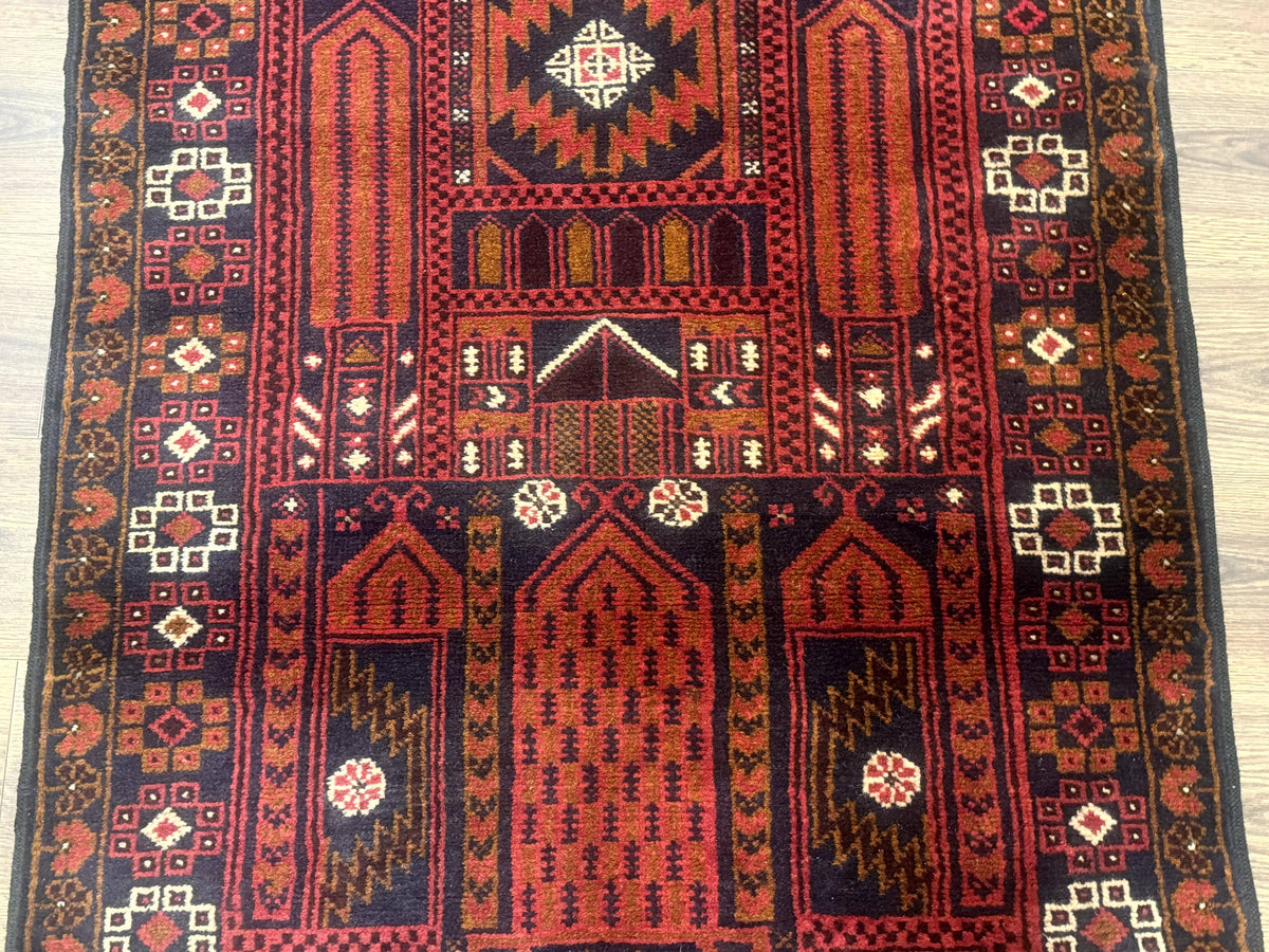 Afghan Rug 3x7, Balouch Carpet, Tribal Rug, Red, New - Jewel Rugs, view 5