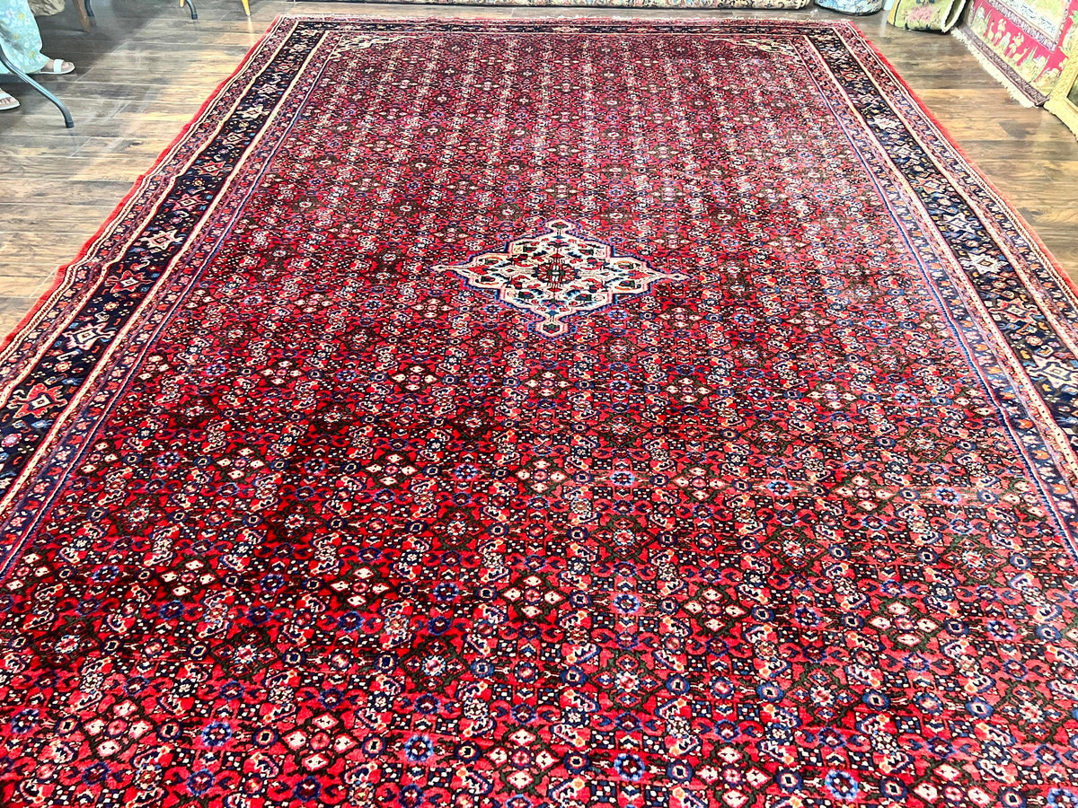 Large Persian Tribal Rug 11x17, Palace Sized Wool Handmade Vintage Carpet, Oversized Hand Knotted Rug, Red, Hamadan Dargazin Rug - Jewel Rugs, view 12