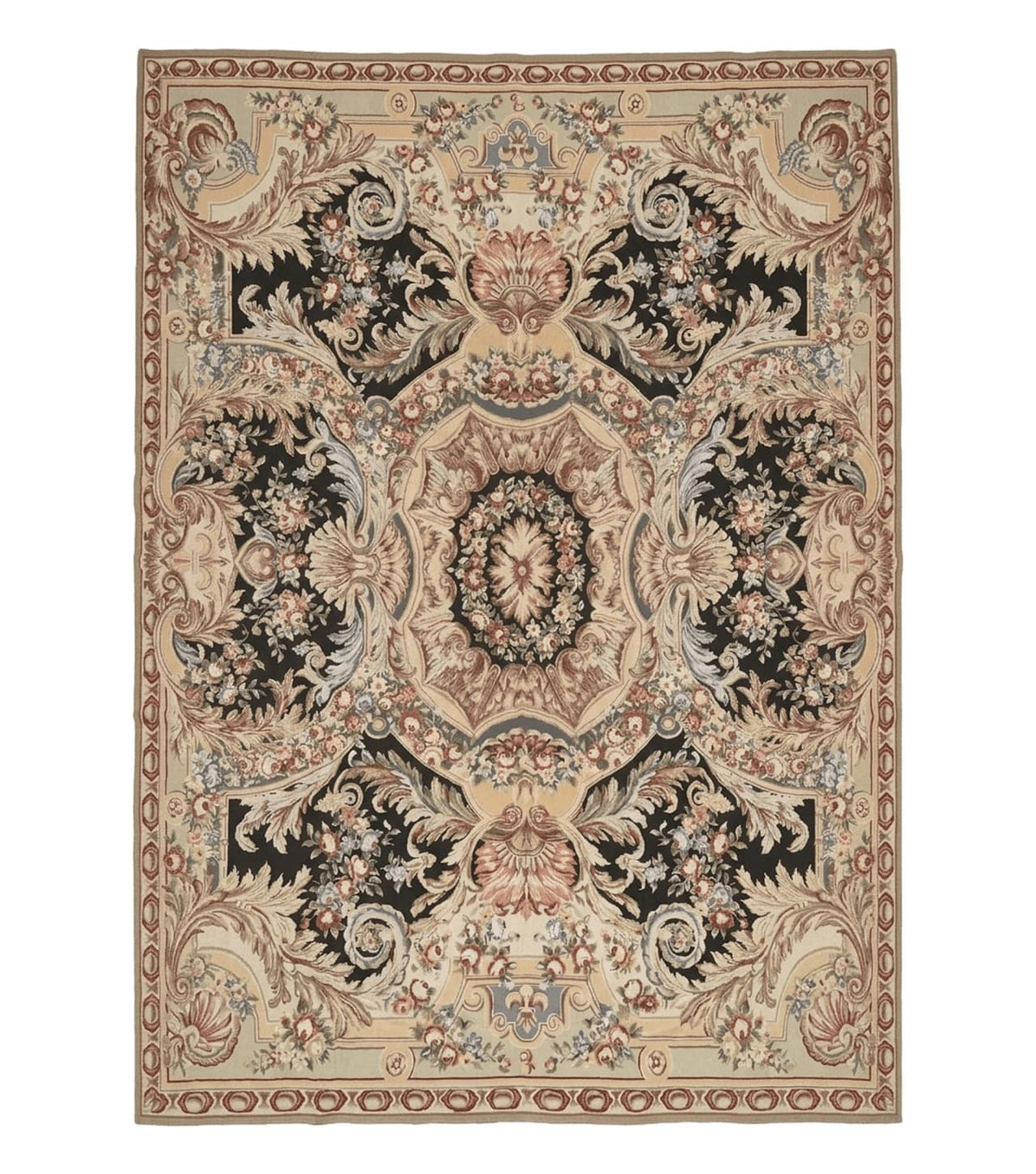 Wonderful Needlepoint Rug 10x14, Large Aubusson Carpet, Floral, Elegant, European Design - Jewel Rugs