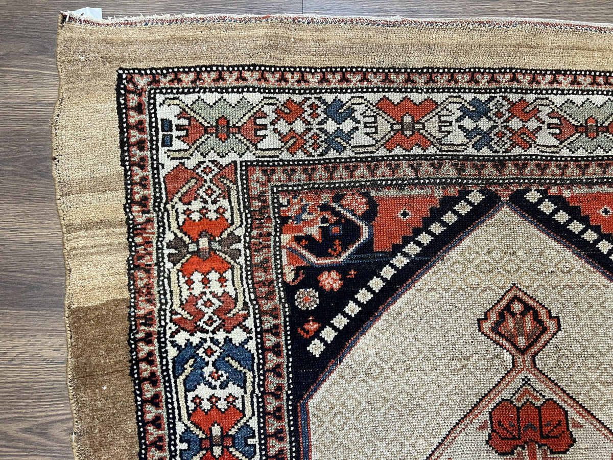 Rare Persian Sarab Tribal Runner Rug 4 x 10, Antique, Geometric Medallions, Camel Hair Runner - Jewel Rugs, view 6