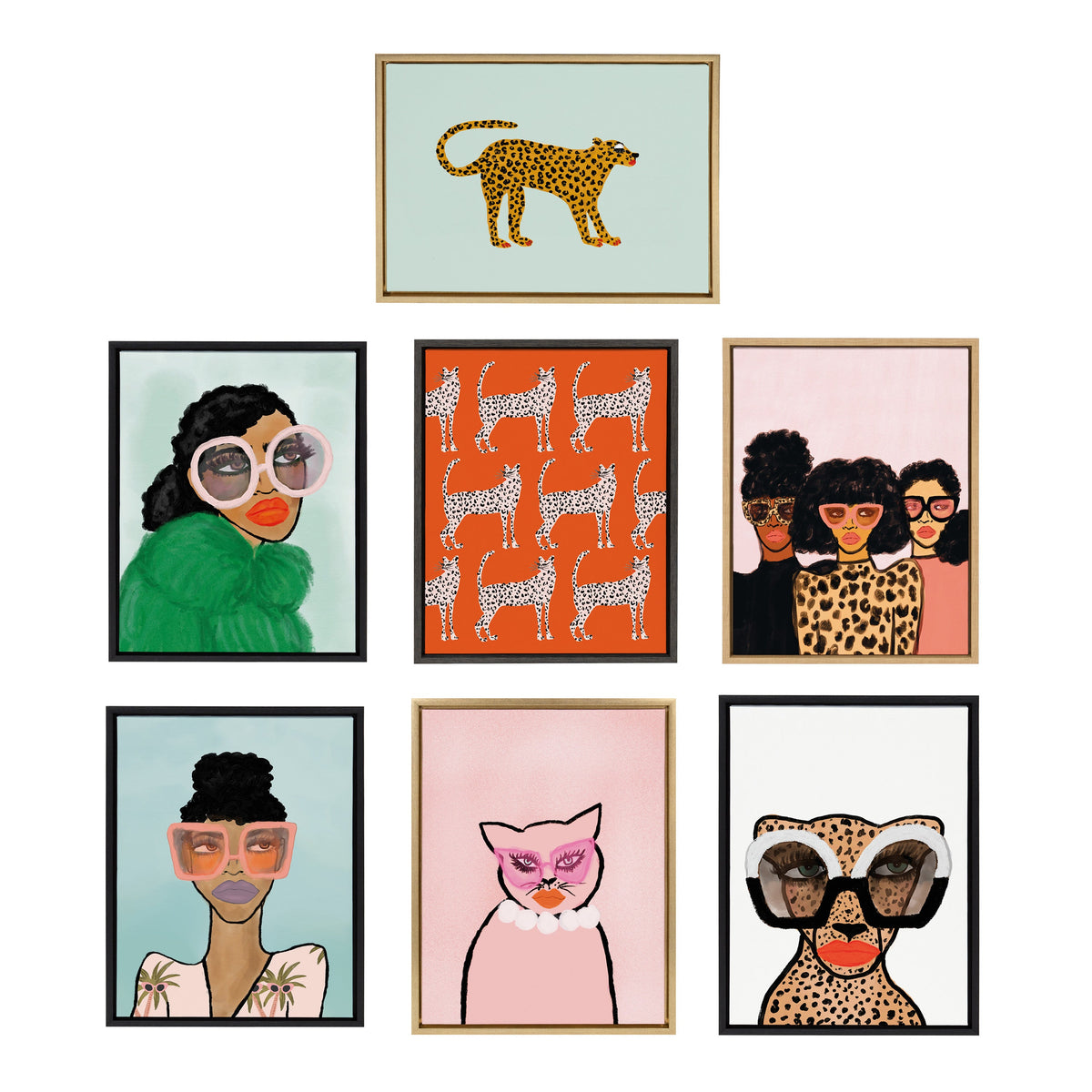 Sylvie Cheetah 4 Framed Canvas by Kendra Dandy of Bouffants and Broken Hearts