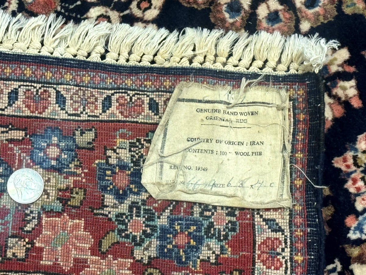Navy Blue Persian Rug 4x6, Sarouk Mohajeran Carpet, Antique Persian Rug, Floral - Jewel Rugs, view 10