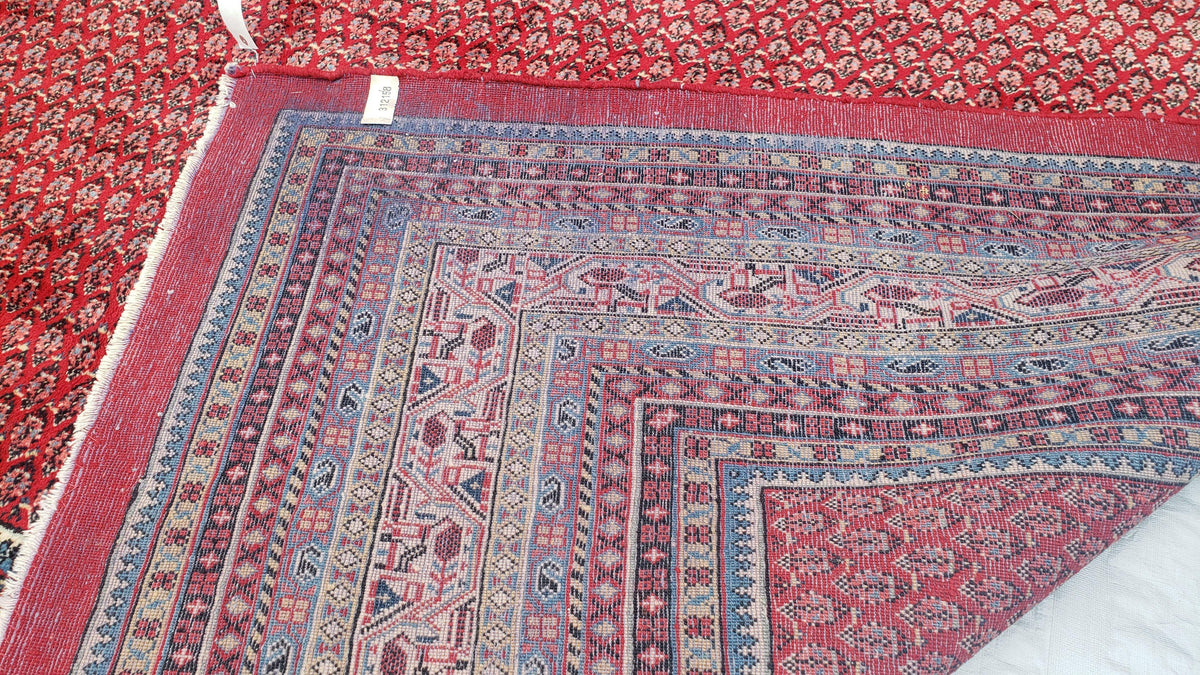 Persian Sarouk Mir Pattern, Red and Beige, Hand-Knotted, Wool, Paisley Boteh Design, 9'9" x 13', Semi Antique - Jewel Rugs, view 10