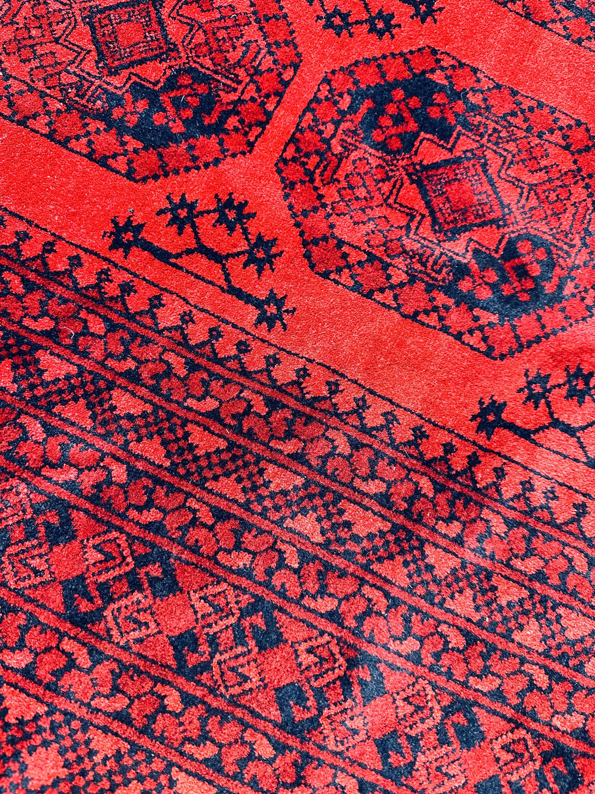 Afghan Ersari Rug 7x10 | Red, Burgundy & Navy | Hand-Knotted Wool - Rugistan, view 4