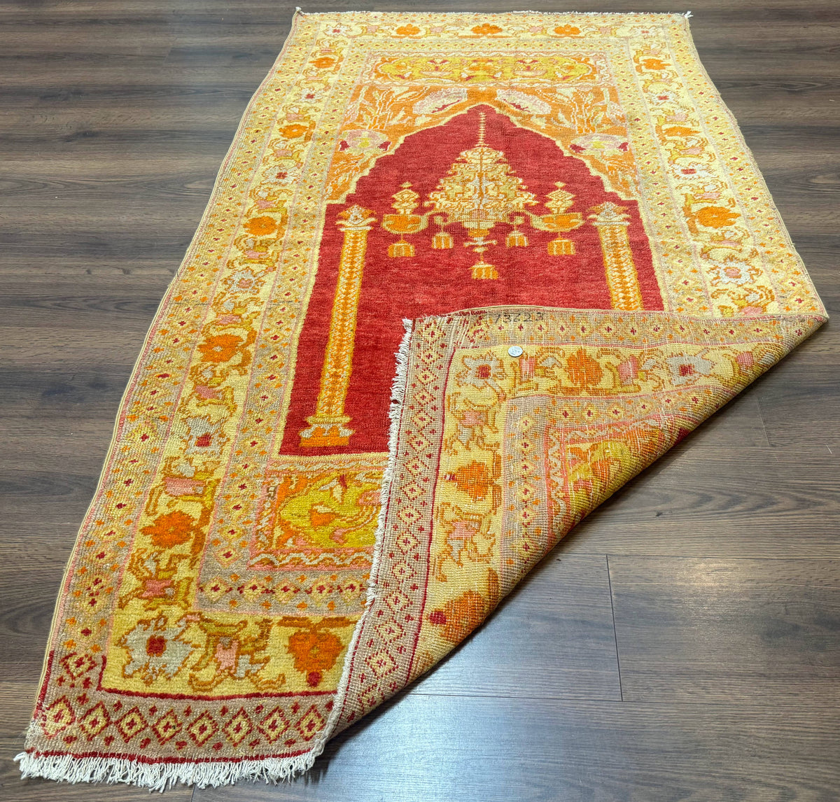 Antique Turkish Prayer Rug 4x6, Red and Golden Mustard, Mihrab Design, Anatolian Carpet - Jewel Rugs, view 12