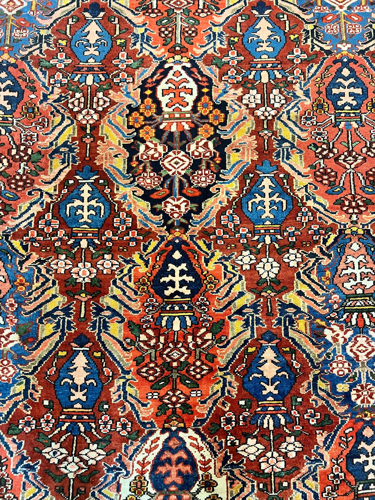 Large Persian Bakhtiari Rug 10x14, Rare Perisan Tribal Rug, Red Blue Ivory Multicolor, Hand Knotted, Semi Antique Carpet - Jewel Rugs, view 5