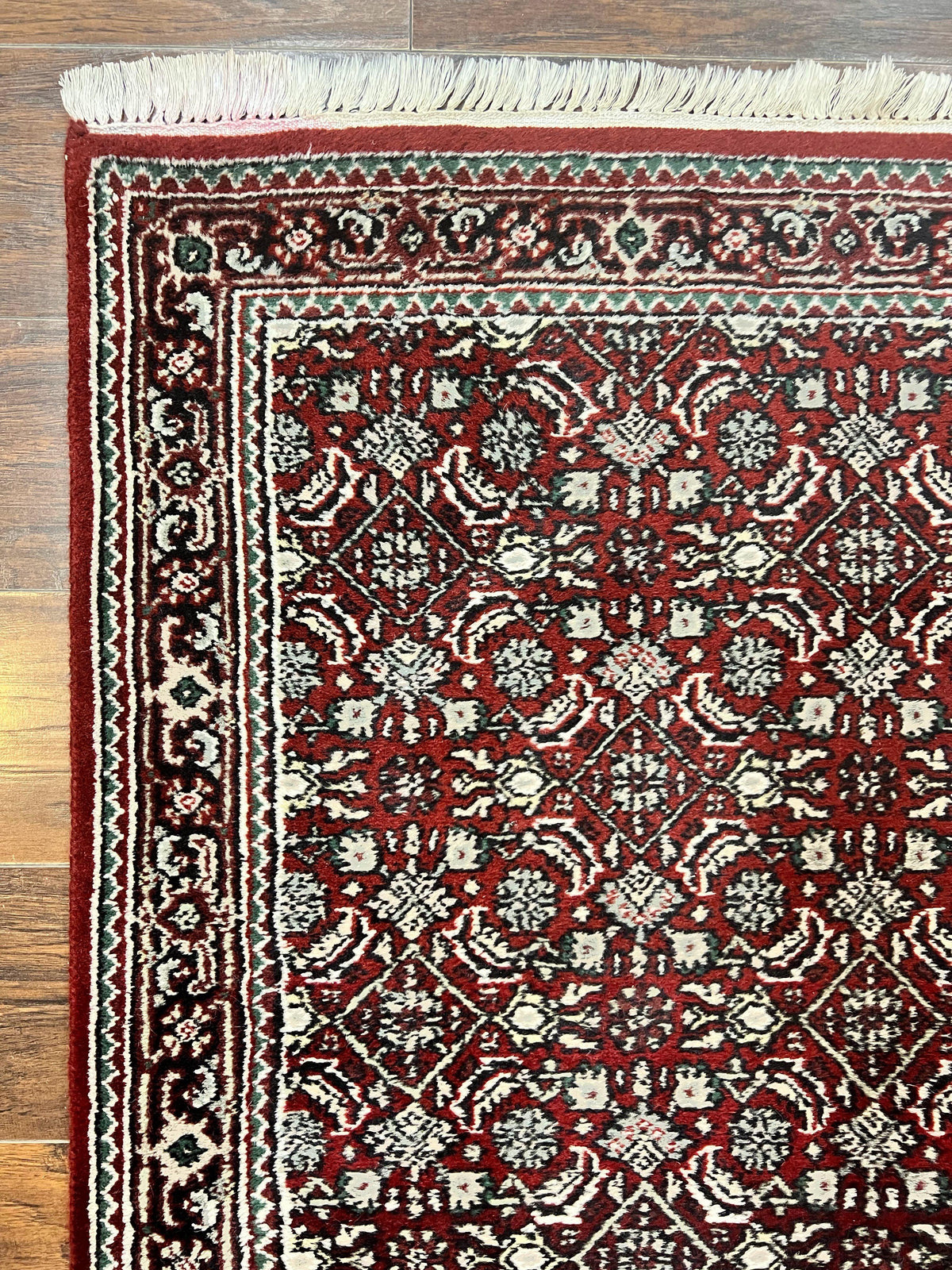 Indo Persian Runner Rug 2.7 x 8, Wool Hand Knotted Vintage Carpet, Red Black, Herati Allover Pattern, Oriental Runner, Rug for Hallway - Jewel Rugs, view 7