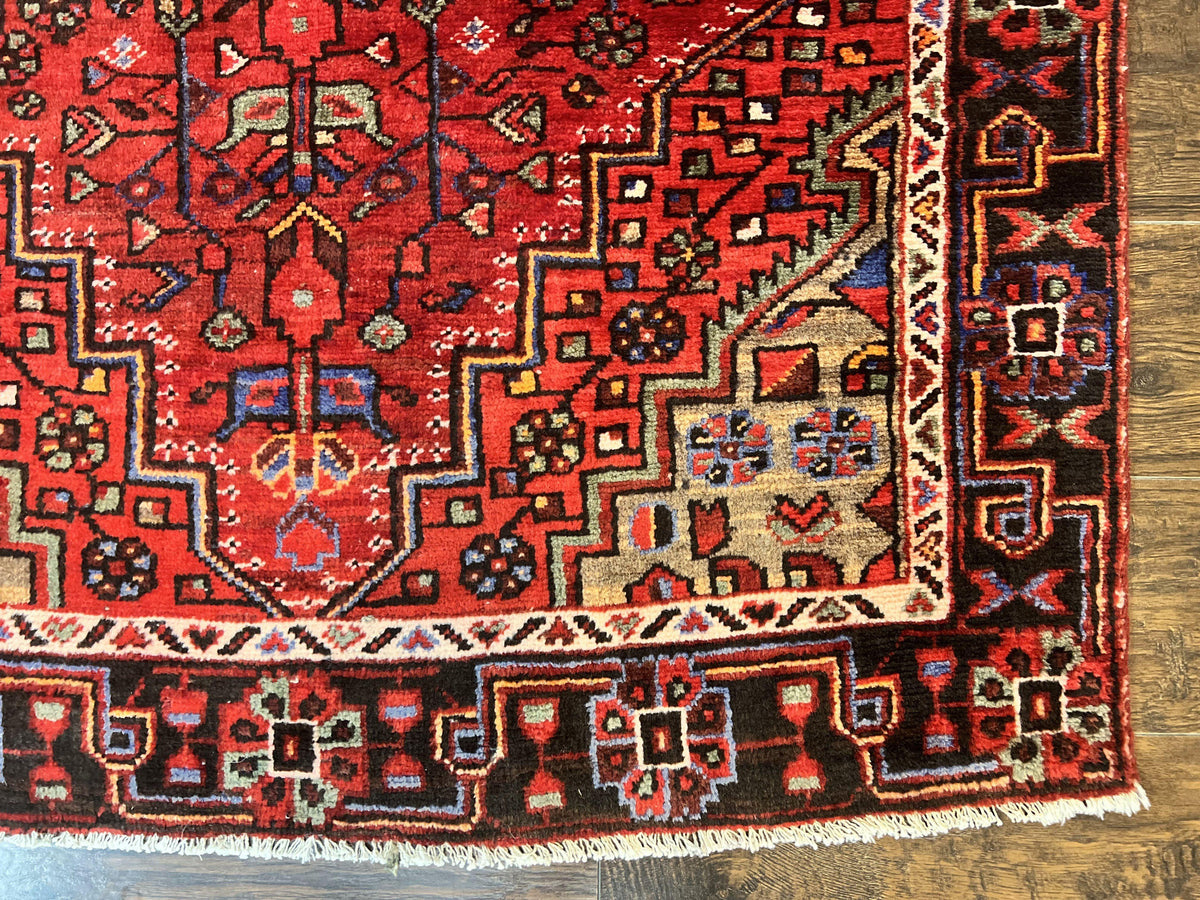 Antique Persian Tribal Rug 4x7, Red, Geometric Medallion, Handmade, Wool, Persian Zanjan Rug - Jewel Rugs, view 10