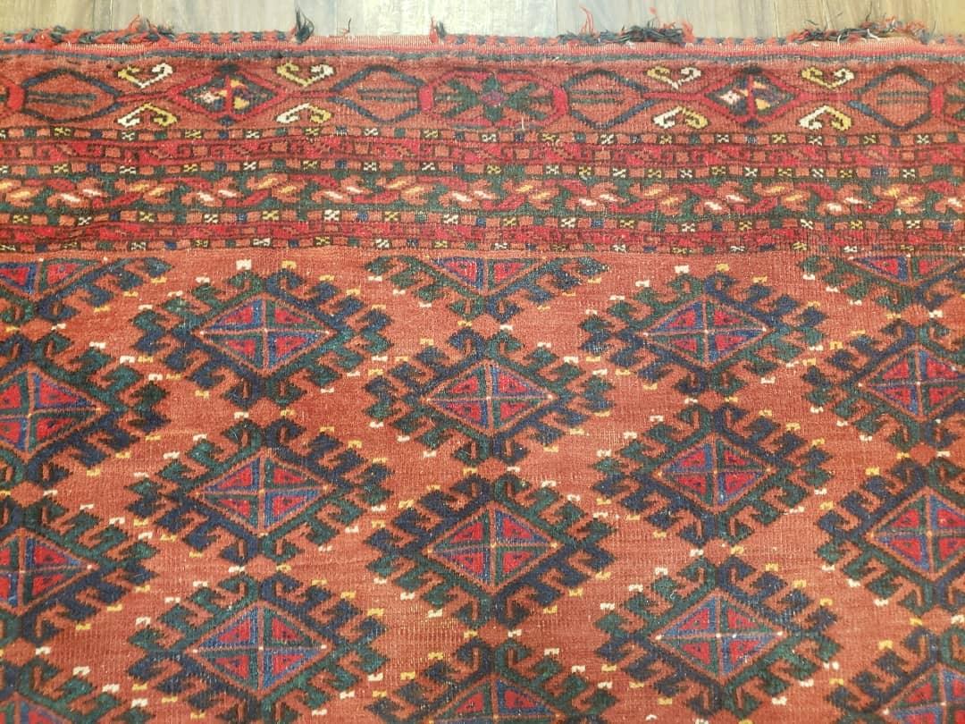 Antique Turkoman Rug 3'4" x 5', Collecticble Yamud Oriental Rug, Seat Pillow Cushion Cover, Tribal Mat, Wool Red Hand-Knotted Mafresh Carpet - Jewel Rugs, view 4