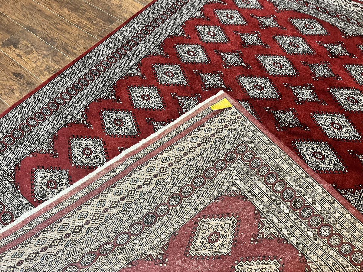 Pakistani Bokhara Rug 6x8, Fine Turkoman Carpet, Wool Handmade Vintage, Red, 6 x 8 Medium Sized Rug, Turkmen Rug - Jewel Rugs, view 11