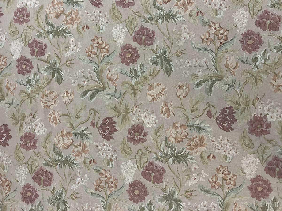 Aubusson Rug 9x12, Pink Beige Light Mauve, Handmade Allover Floral Roses, Wool Flatweave Carpet 9 x 12 ft, European French Design, Elegant - Jewel Rugs, view 12