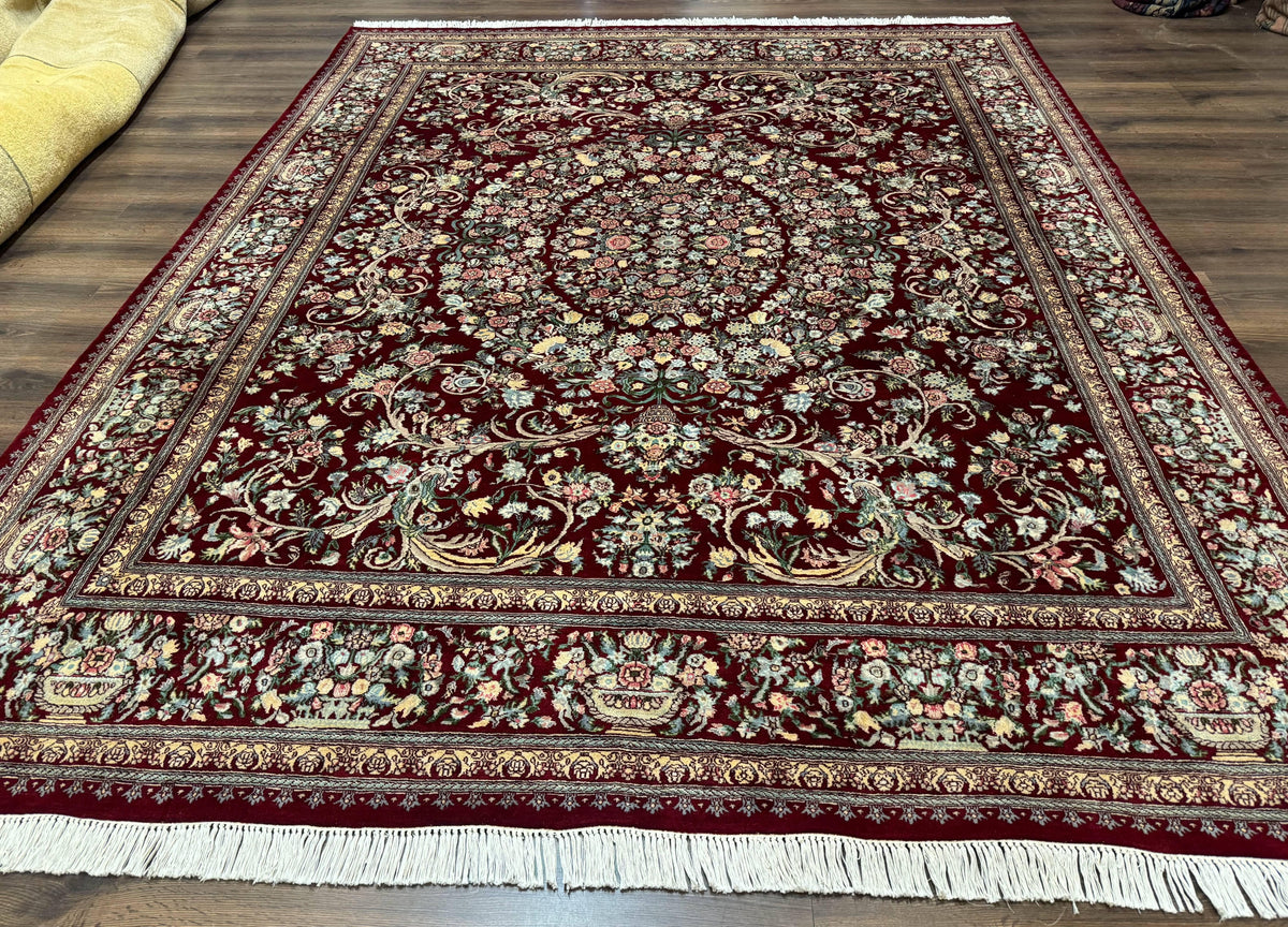 Burgundy Persian Rug 8x10, Pak Persian Floral Carpet, Very Fine 300 KPSI - Jewel Rugs