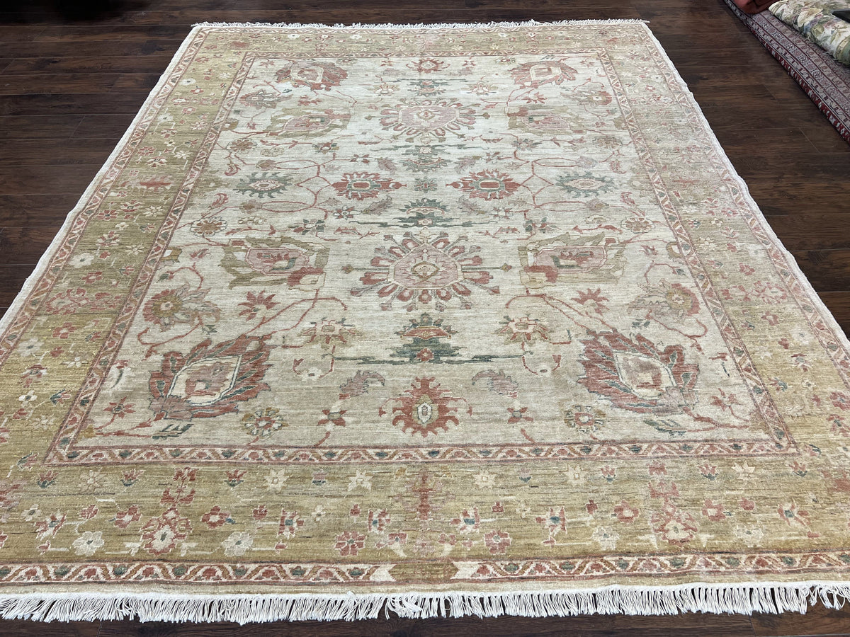Turkish Oushak Rug 8x10, Hand Knotted Wool Turkish Oushak Carpet 8 x 10 ft, Farmhouse Rug, Neutral Colors, Vintage Handmade Turkish Area Rug - Jewel Rugs, view 2