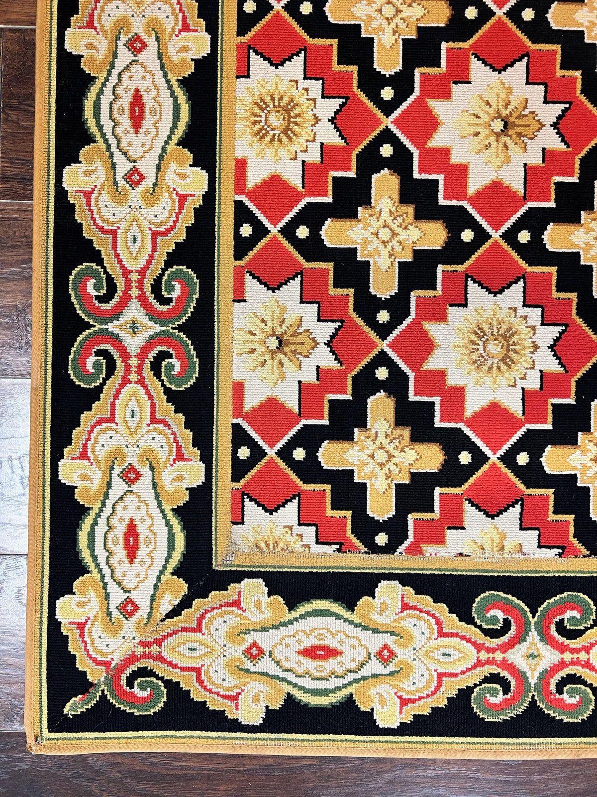 Vintage Runner Rug 3.5 x 14, Long Runner Rug, Stark Custom Made Carpet, European Design, Red Black Ivory Tan, Long Rug for Hallway - Jewel Rugs, view 9