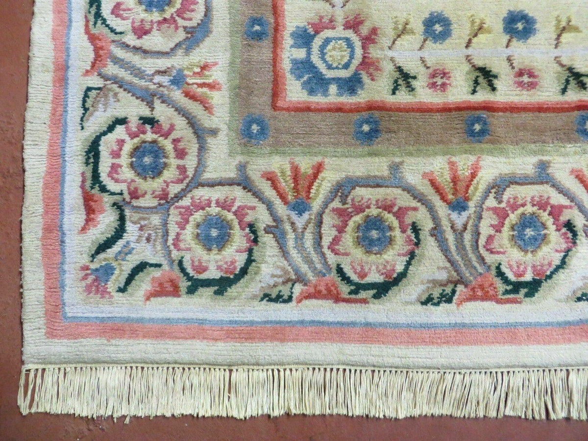 8' X 10' Vintage Handmade Wool Rug Aubusson Savonnerie Design European Nice - Jewel Rugs, view 9