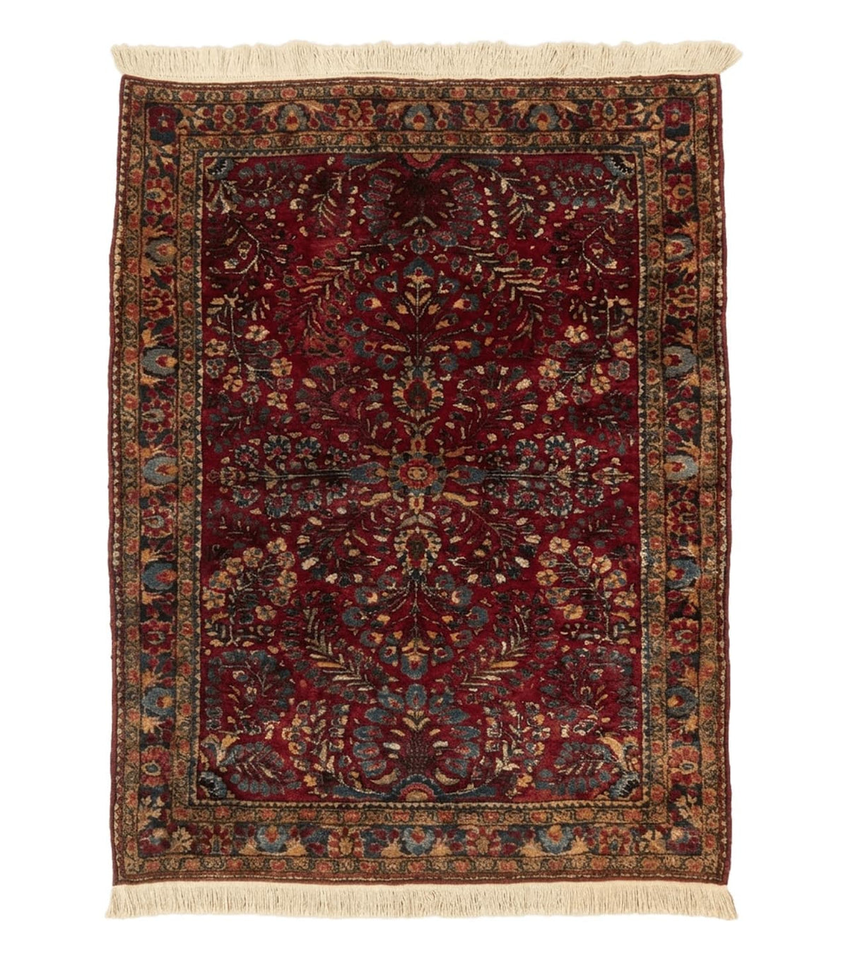 Antique Persian Sarouk Rug 3.6 x 5, Red, 1920s Persian Carpet - Jewel Rugs