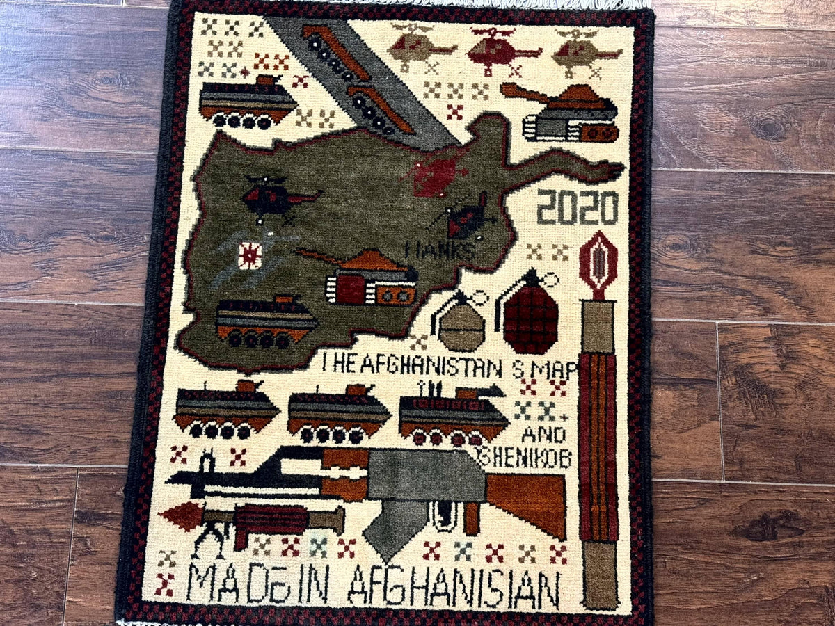 Afghan War Rug, Tanks Helicopters Guns - Jewel Rugs, view 3
