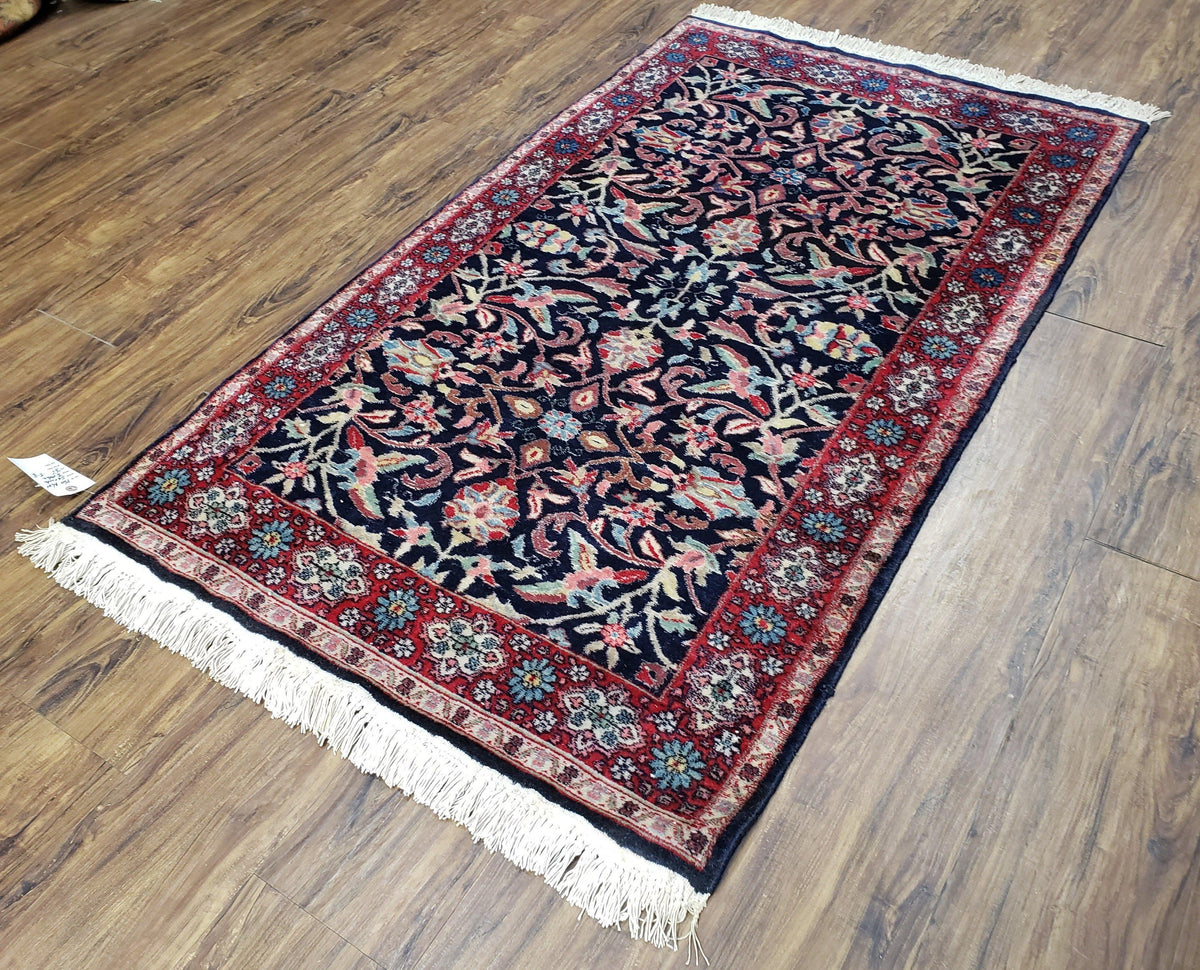 Antique Persian Sarouk Rug 3x5, Navy Blue, Allover Pattern, Hand Knotted - Jewel Rugs, view 3