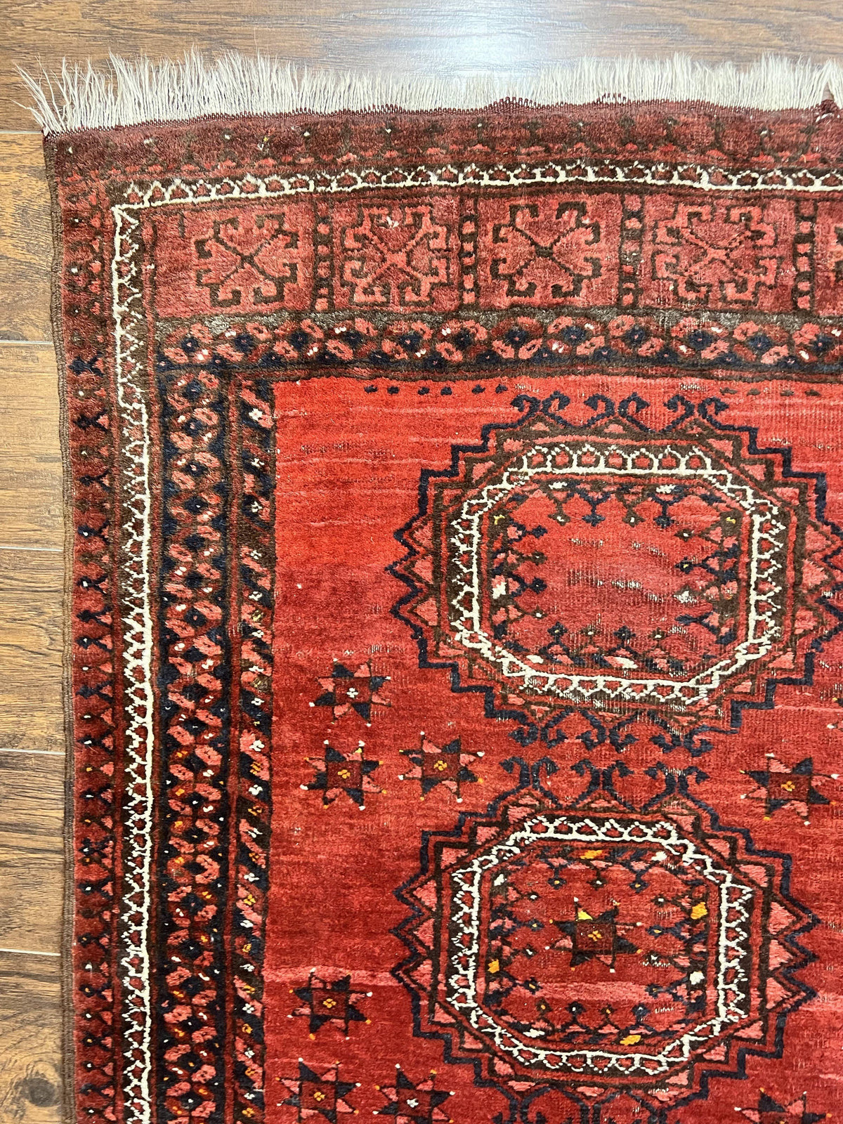 Afghan Rug 3x6, Semi Antique Vintage Oriental Carpet, Wool Handmade Red Rug, Tribal Rug, Afghan Beshir Rug - Jewel Rugs, view 7