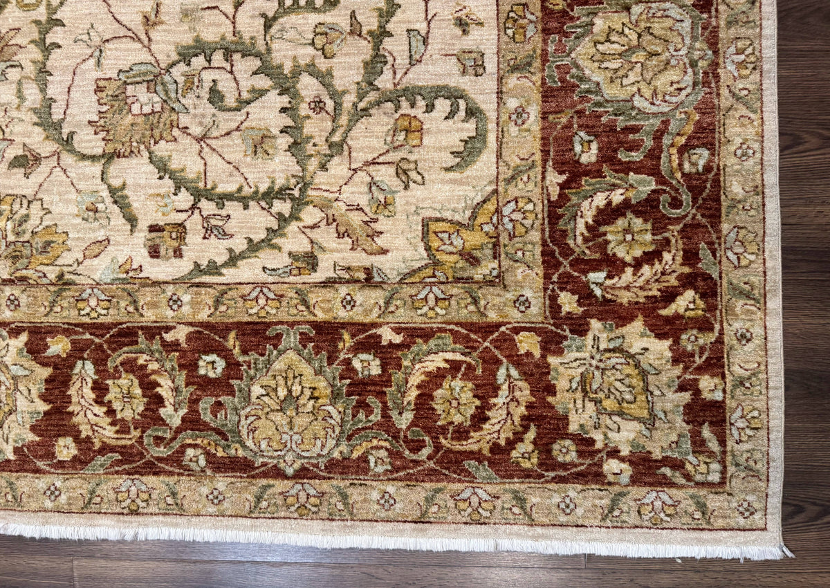Pakistani Rug 9x12, Floral Allover Peshawar Carpet, Chobi, Beige and Rust Red, Traditional - Jewel Rugs, view 10