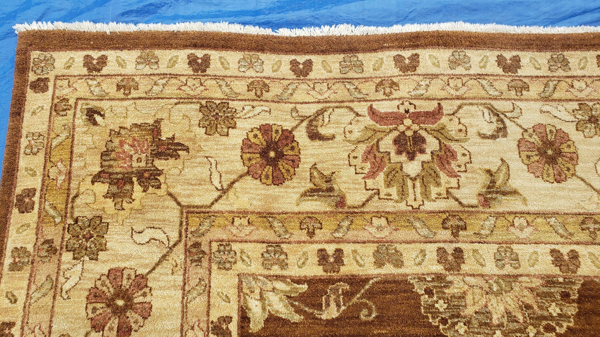 Indo Persian Rug 10x14, Mahal Sultanabad Oriental Carpet, Burnt Orange & Beige, Handmade Wool Area Rug - Jewel Rugs, view 7