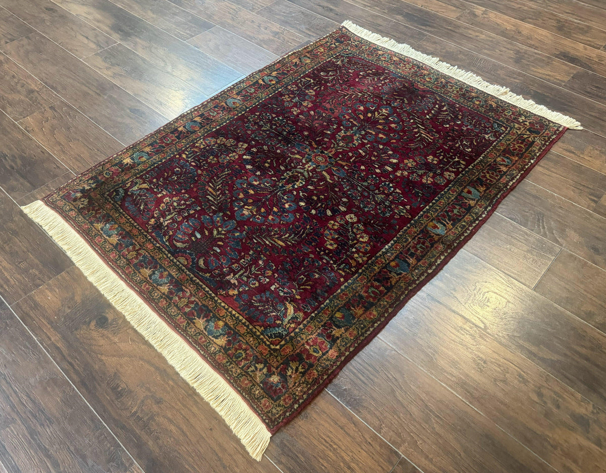 Antique Persian Sarouk Rug 3.6 x 5, Red, 1920s Persian Carpet - Jewel Rugs, view 3