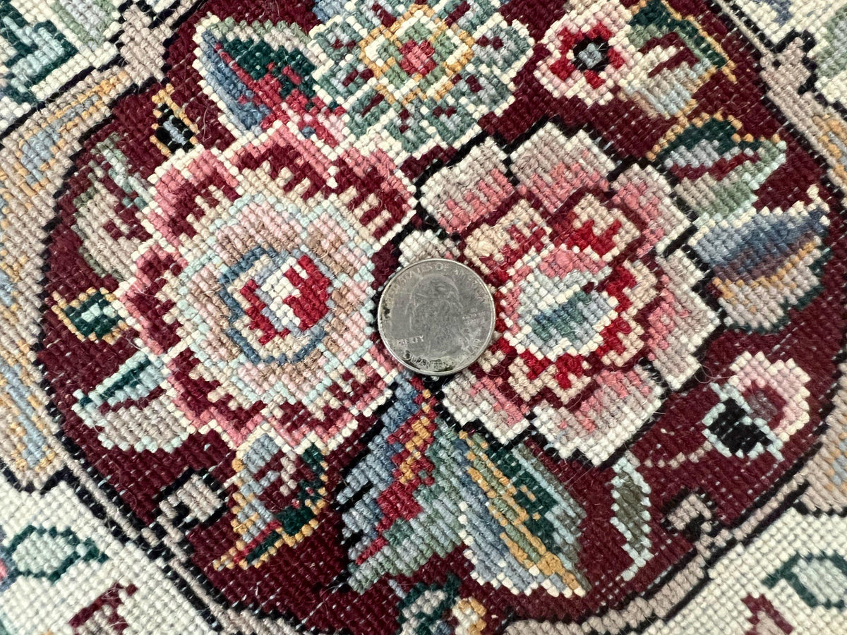 Pak Persian Rug 9x12, Dark Green and Cream, Floral Medallion, Elegant Handmade Wool Carpet 9 x 12 - Jewel Rugs, view 10