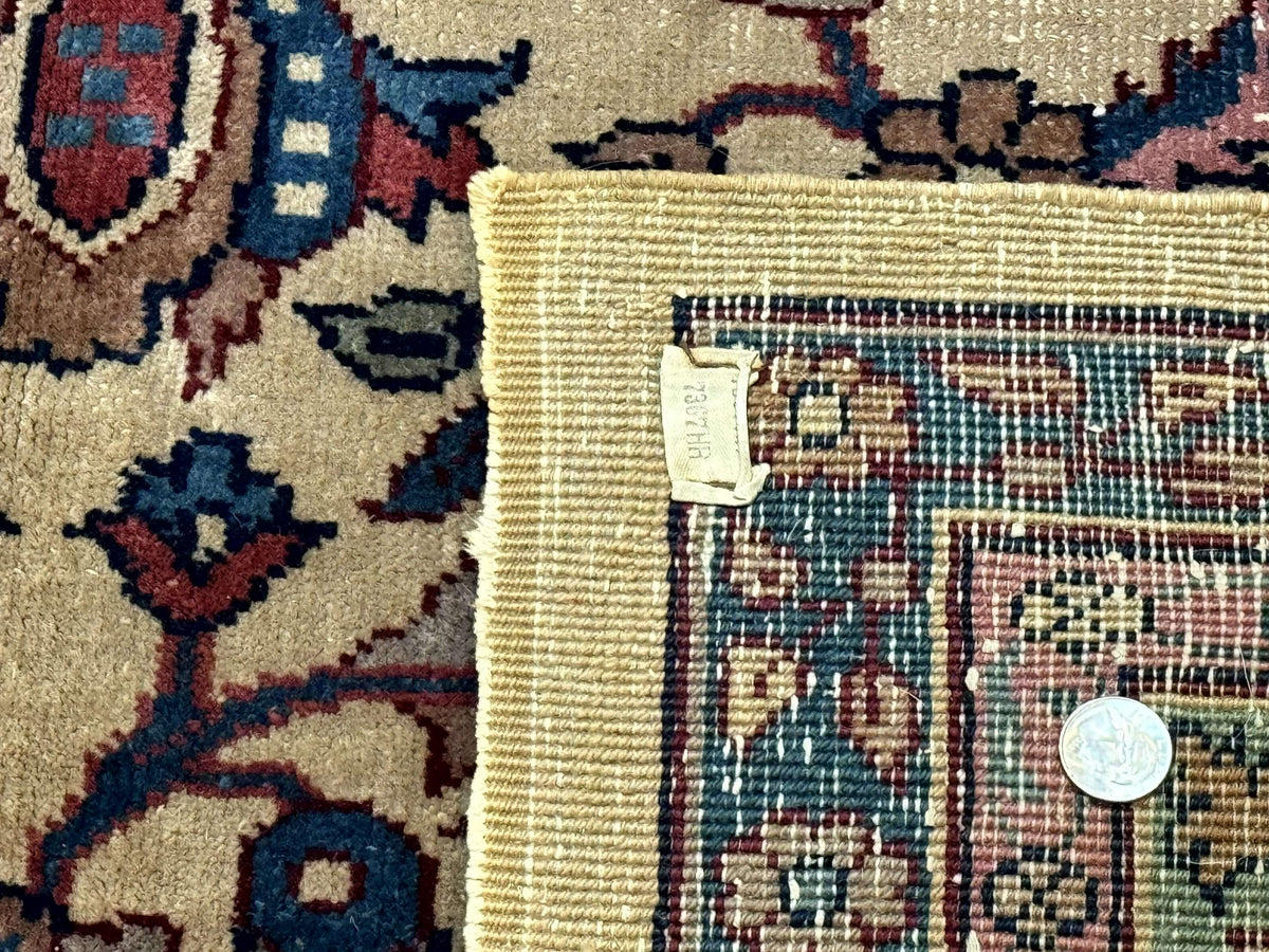 Antique Persian Rug 10x15, Camel and Cyan, Allover Pattern, Rare, Samarkand Rug - Jewel Rugs, view 10