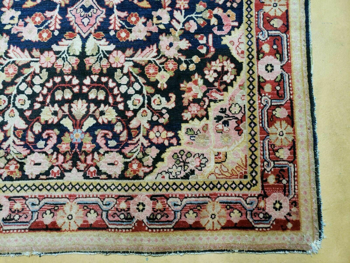 4' X 6' Antique Handmade India Floral Oriental Wool Rug Carpet Organic Blue - Jewel Rugs, view 9