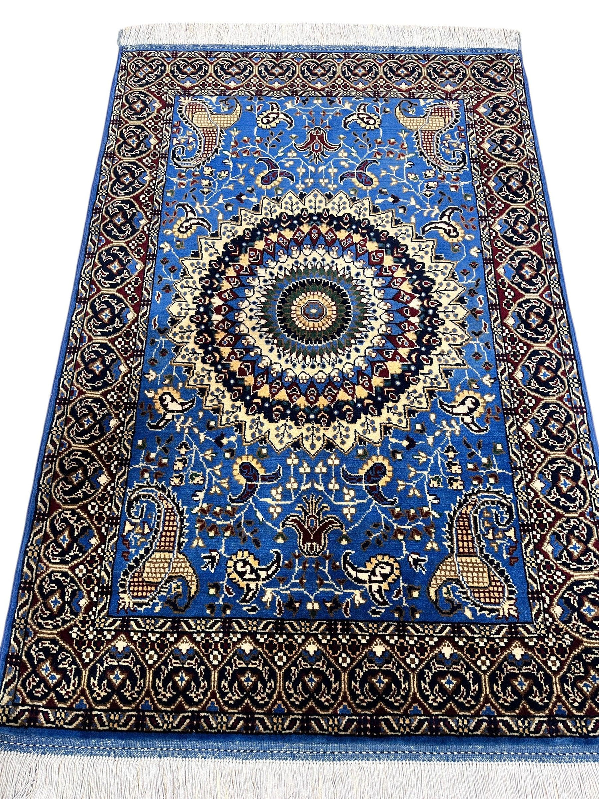 Afghan Rug 3x5 | Blue, Navy & Ivory | Hand-Knotted Wool - Rugistan, view 3